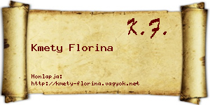 Kmety Florina névjegykártya